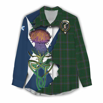 Tartan Vibes Clothing MacRae (McRae) Tartan Family Crest Women's Casual Shirt Scottish Thistle Celtic Inspired