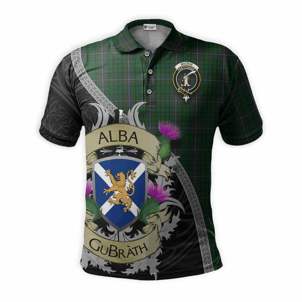 Tartan Vibes Clothing MacRae (McRae) Tartan Family Crest Polo Shirt Lion Rampant Royal Thistle Shield Celtic Inspired