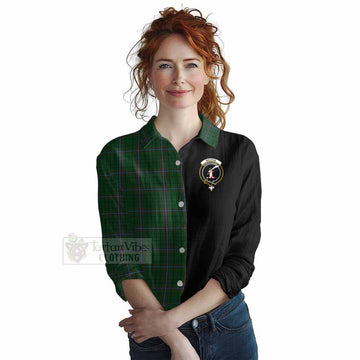 Tartan Vibes Clothing MacRae (McRae) Tartan Women's Casual Shirt with Family Crest and Half Of Me Style