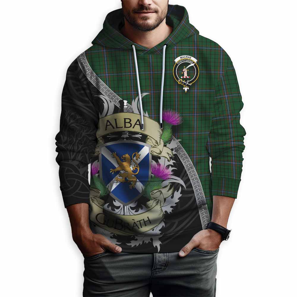 Tartan Vibes Clothing MacRae (McRae) Tartan Family Crest Hoodie Lion Rampant Royal Thistle Shield Celtic Inspired