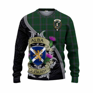 MacRae (McRae) Tartan Family Crest Knitted Sweater Lion Rampant Royal Thistle Shield Celtic Inspired