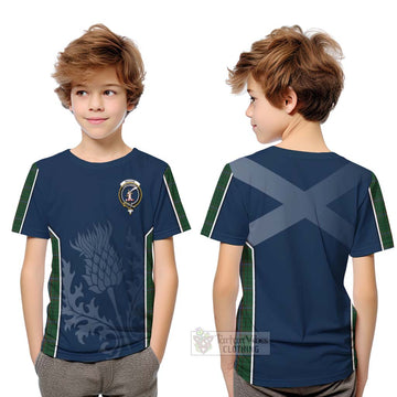 MacRae (McRae) Tartan Kid T-Shirt with Family Crest and Scottish Thistle Vibes Sport Style