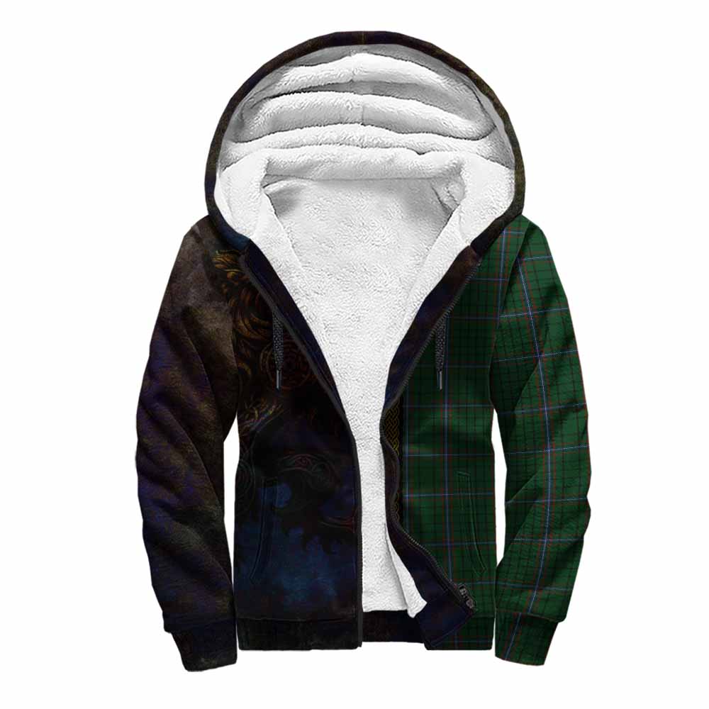 Tartan Vibes Clothing MacRae (McRae) Tartan Family Crest Sherpa Hoodie Alba Gu Brath Be Brave Lion Ancient Style