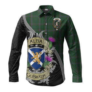 MacRae (McRae) Tartan Family Crest Long Sleeve Button Shirt Lion Rampant Royal Thistle Shield Celtic Inspired