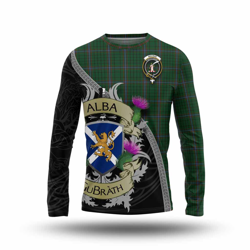 Tartan Vibes Clothing MacRae (McRae) Tartan Family Crest Long Sleeve T-Shirt Lion Rampant Royal Thistle Shield Celtic Inspired