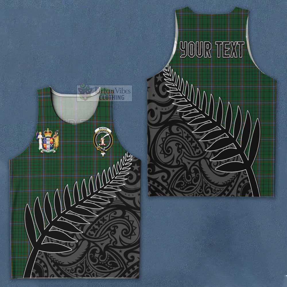 Tartan Vibes Clothing MacRae (McRae) Crest Tartan Men's Tank Top with New Zealand Silver Fern Half Style
