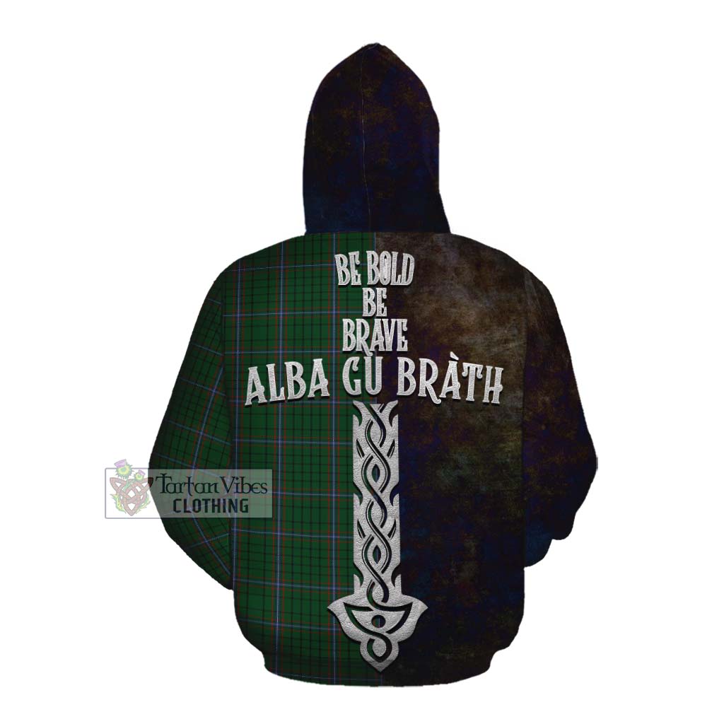 Tartan Vibes Clothing MacRae (McRae) Tartan Family Crest Cotton Hoodie Alba Gu Brath Be Brave Lion Ancient Style