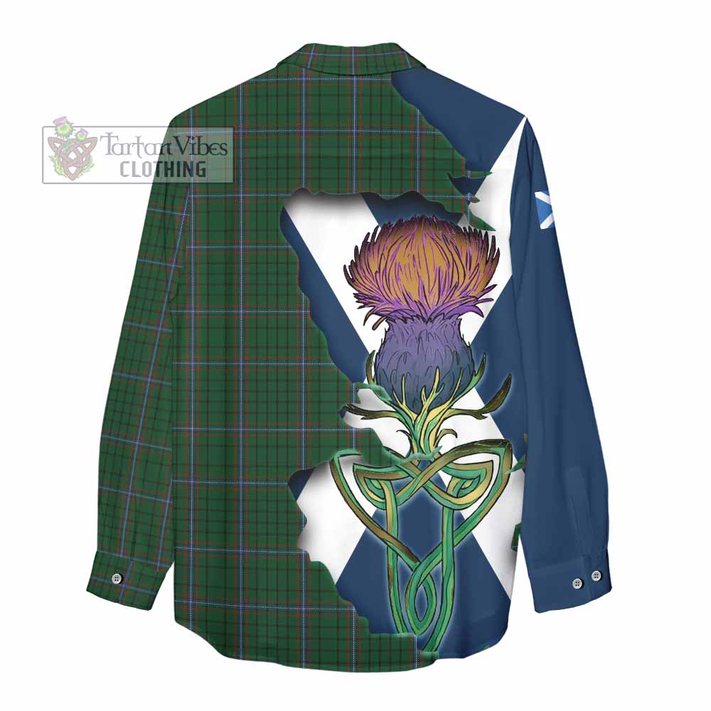 Tartan Vibes Clothing MacRae (McRae) Tartan Family Crest Women's Casual Shirt Scottish Thistle Celtic Inspired