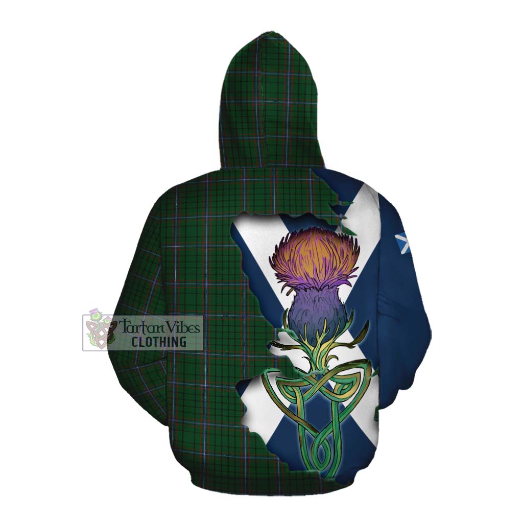 Tartan Vibes Clothing MacRae (McRae) Tartan Family Crest Cotton Hoodie Scottish Thistle Celtic Inspired