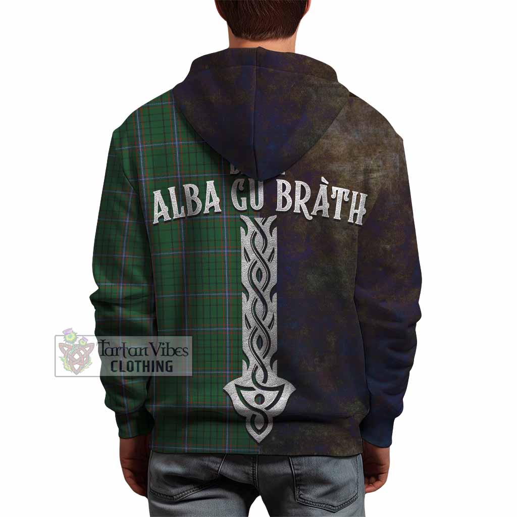 Tartan Vibes Clothing MacRae (McRae) Tartan Family Crest Hoodie Alba Gu Brath Be Brave Lion Ancient Style