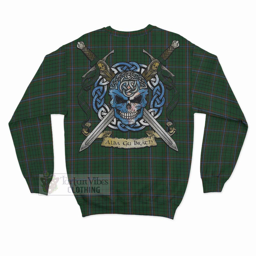 Tartan Vibes Clothing MacRae (McRae) Tartan Sweatshirt with Family Crest Celtic Skull Style