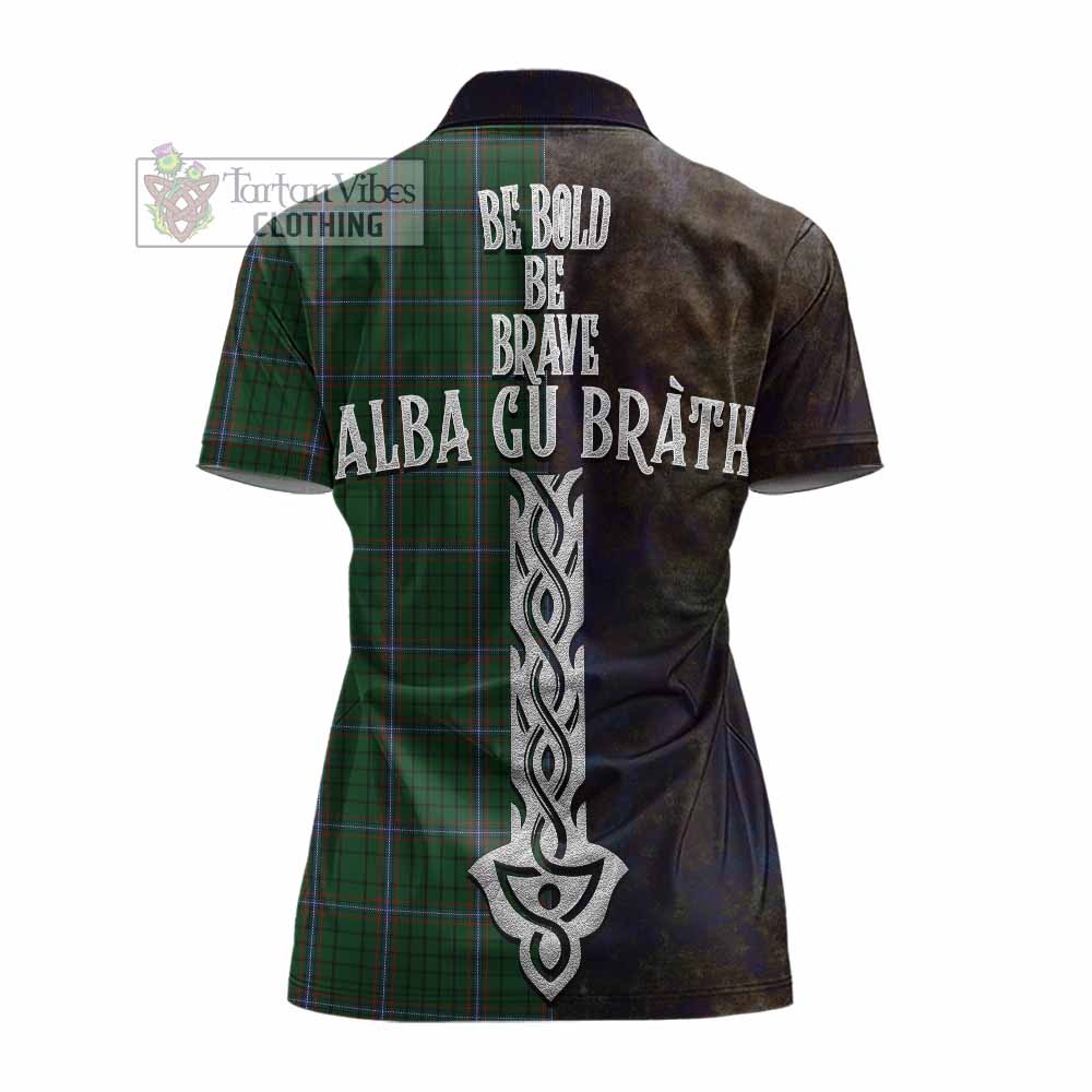 Tartan Vibes Clothing MacRae (McRae) Tartan Family Crest Women's Polo Shirt Alba Gu Brath Be Brave Lion Ancient Style