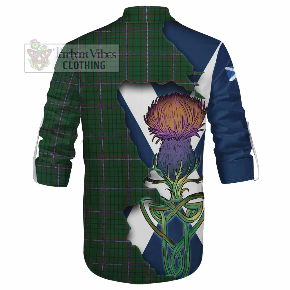 Tartan Vibes Clothing MacRae (McRae) Tartan Family Crest Ghillie Kilt Shirt Scottish Thistle Celtic Inspired