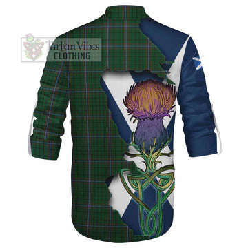 Tartan Vibes Clothing MacRae (McRae) Tartan Family Crest Ghillie Kilt Shirt Scottish Thistle Celtic Inspired