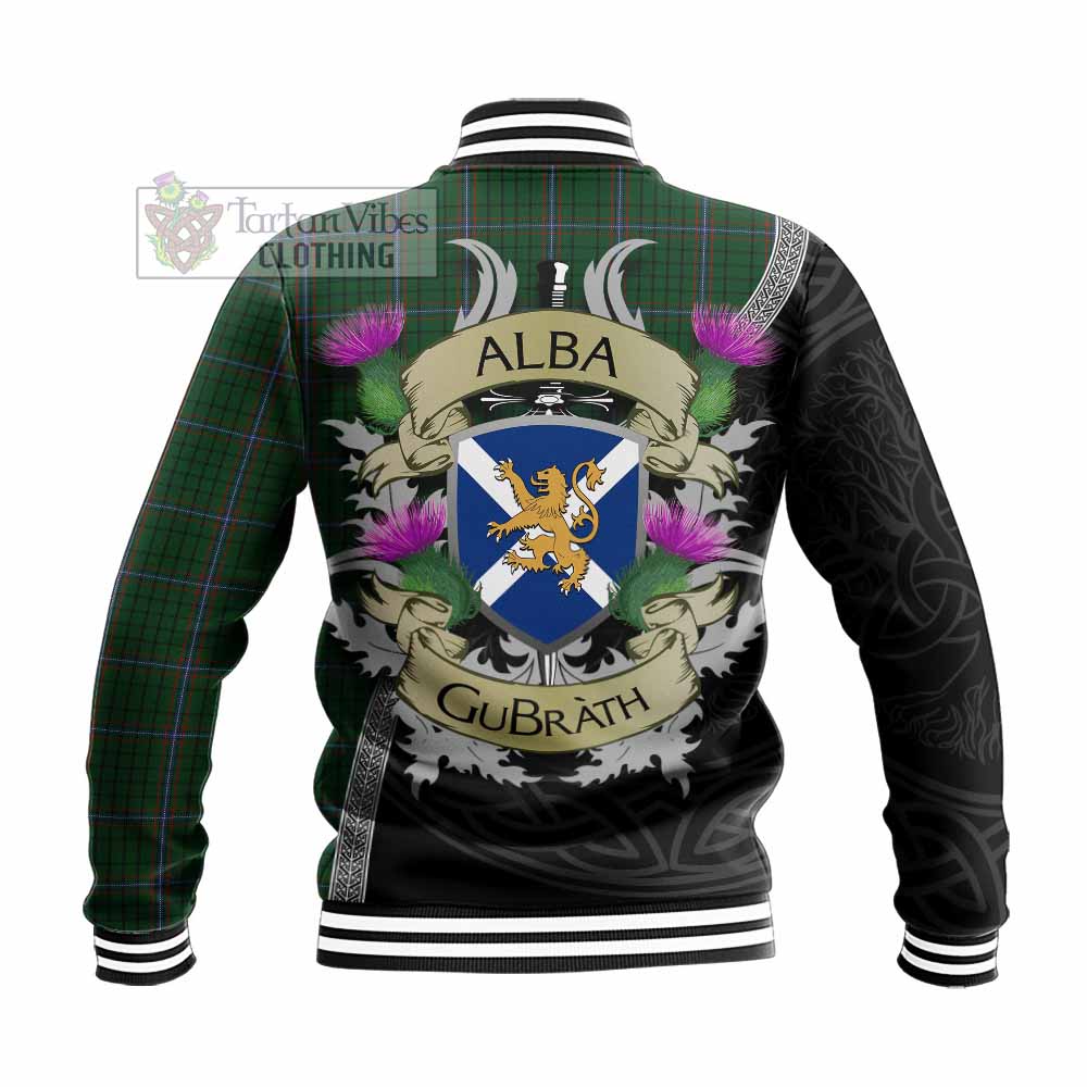 Tartan Vibes Clothing MacRae (McRae) Tartan Family Crest Baseball Jacket Lion Rampant Royal Thistle Shield Celtic Inspired