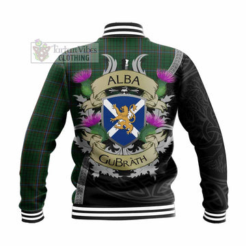 Tartan Vibes Clothing MacRae (McRae) Tartan Family Crest Baseball Jacket Lion Rampant Royal Thistle Shield Celtic Inspired