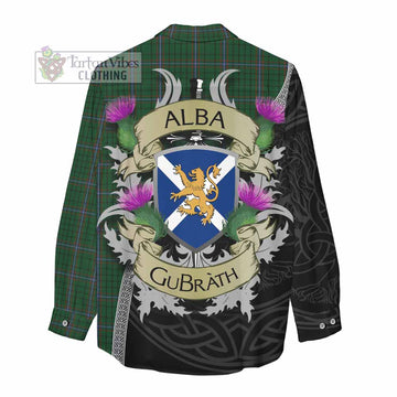 Tartan Vibes Clothing MacRae (McRae) Tartan Family Crest Women's Casual Shirt Lion Rampant Royal Thistle Shield Celtic Inspired