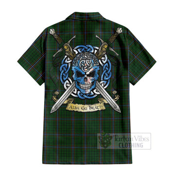 MacRae (McRae) Tartan Hawaiian Shirt with Family Crest Celtic Skull Style