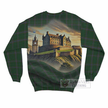 Tartan Vibes Clothing MacRae (McRae) Tartan Family Crest Sweatshirt with Scottish Ancient Castle Style