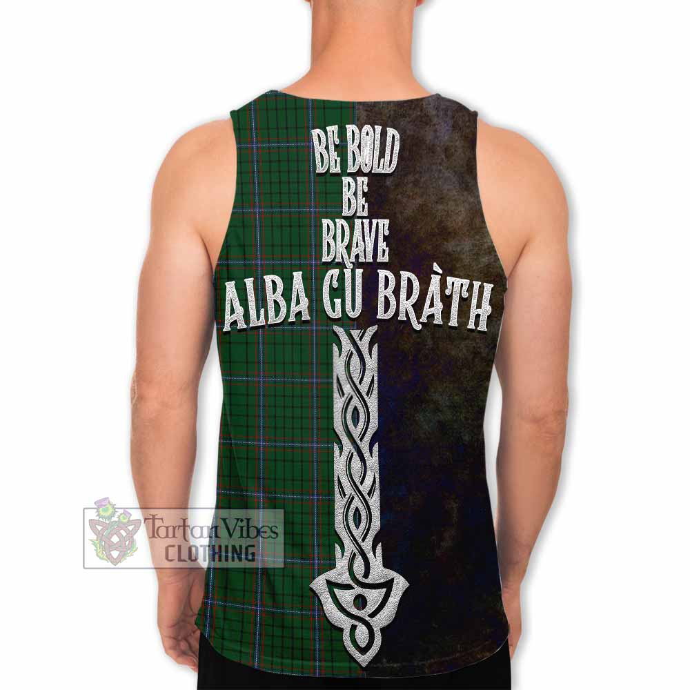 Tartan Vibes Clothing MacRae (McRae) Tartan Family Crest Men's Tank Top Alba Gu Brath Be Brave Lion Ancient Style
