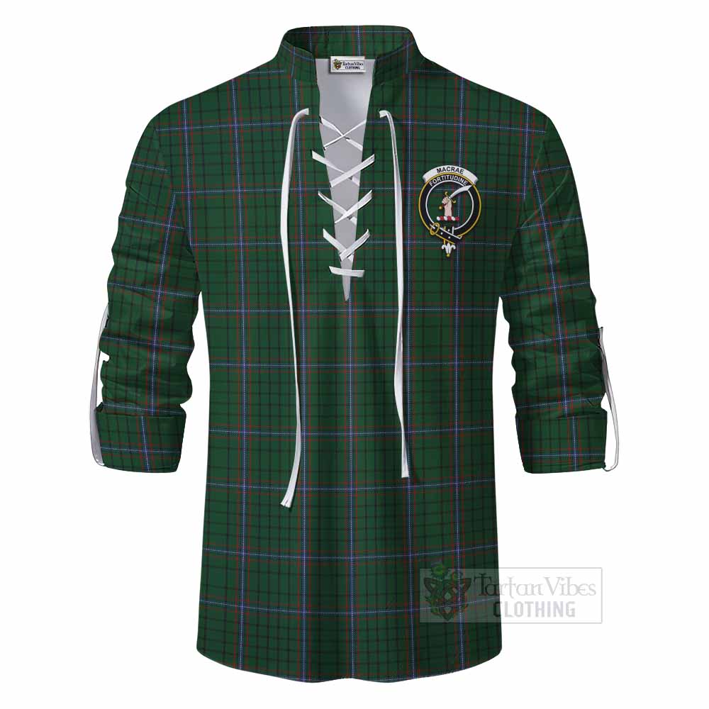 Tartan Vibes Clothing MacRae (McRae) Tartan Ghillie Kilt Shirt with Family Crest DNA In Me Style