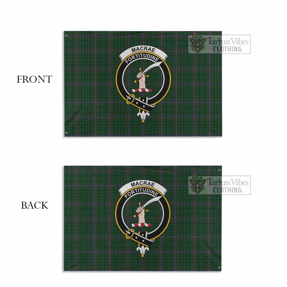 Tartan Vibes Clothing MacRae (McRae) Tartan House Flag with Family Crest