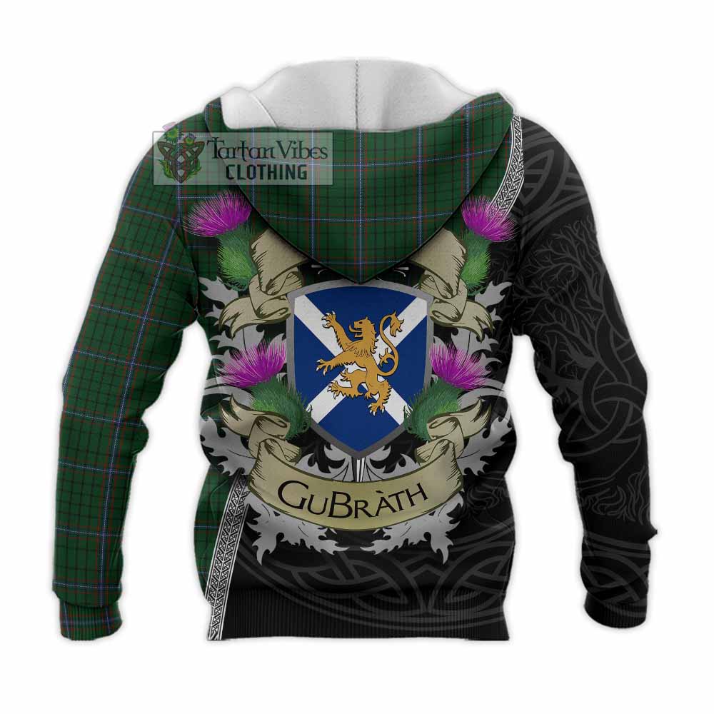 Tartan Vibes Clothing MacRae (McRae) Tartan Family Crest Knitted Hoodie Lion Rampant Royal Thistle Shield Celtic Inspired