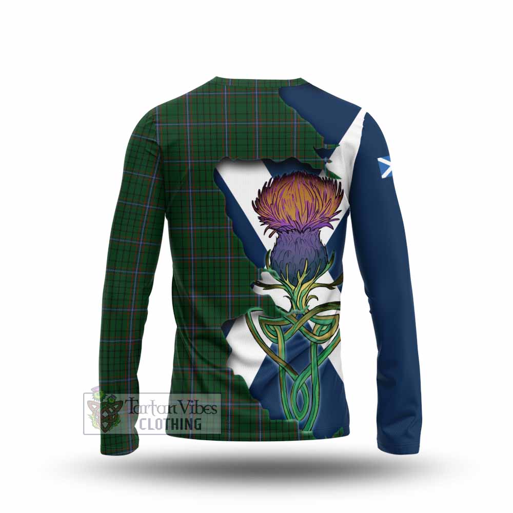 Tartan Vibes Clothing MacRae (McRae) Tartan Family Crest Long Sleeve T-Shirt Scottish Thistle Celtic Inspired