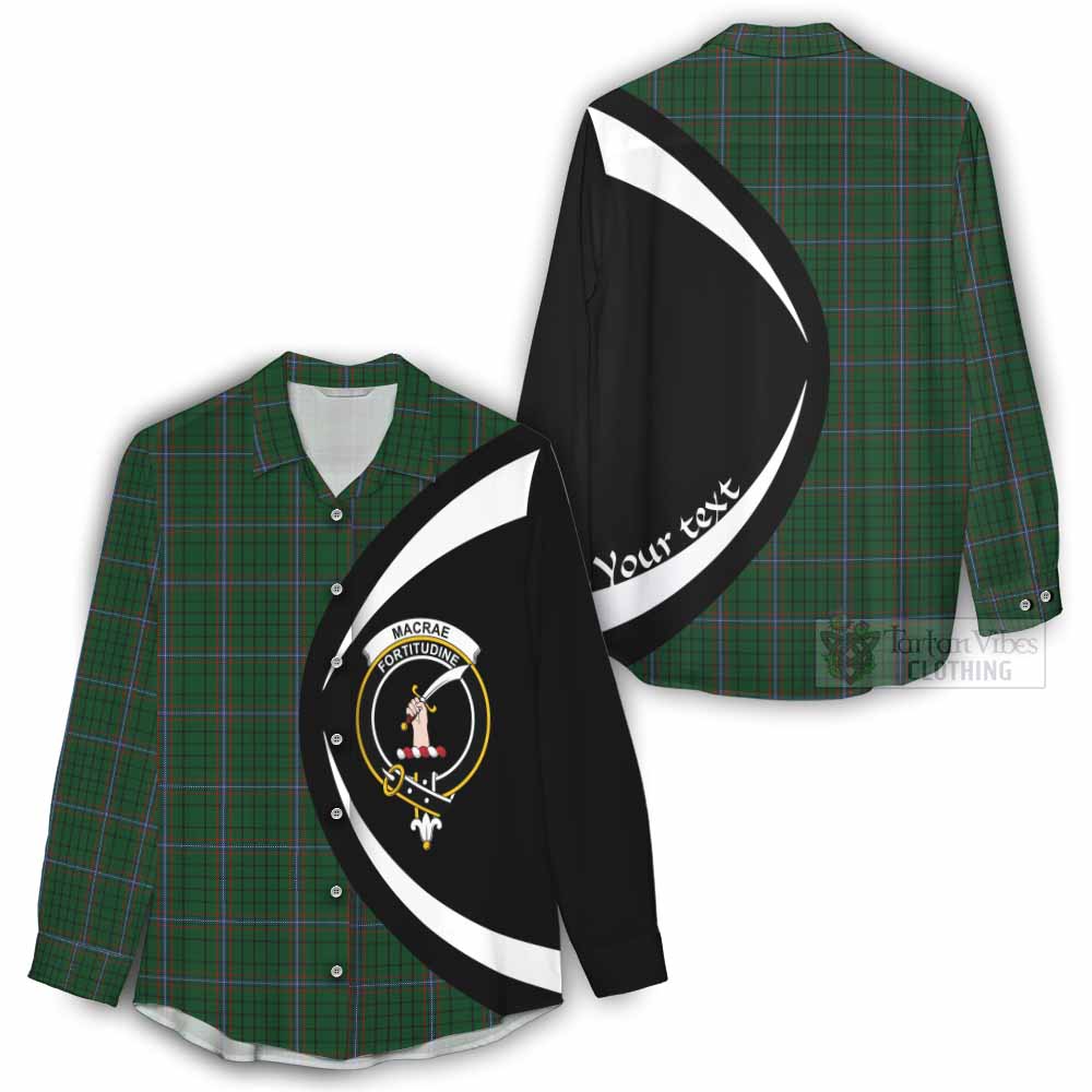 Tartan Vibes Clothing MacRae (McRae) Tartan Women's Casual Shirt with Family Crest Circle Style