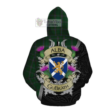 MacRae (McRae) Tartan Family Crest Cotton Hoodie Lion Rampant Royal Thistle Shield Celtic Inspired