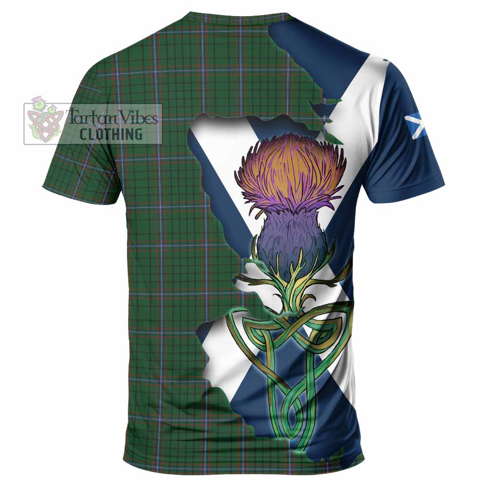 Tartan Vibes Clothing MacRae (McRae) Tartan Family Crest T-Shirt Scottish Thistle Celtic Inspired