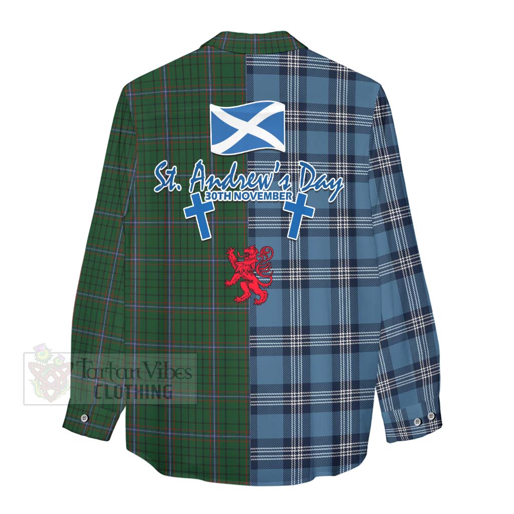 Tartan Vibes Clothing MacRae (McRae) Tartan Women's Casual Shirt Happy St. Andrew's Day Half Tartan Style