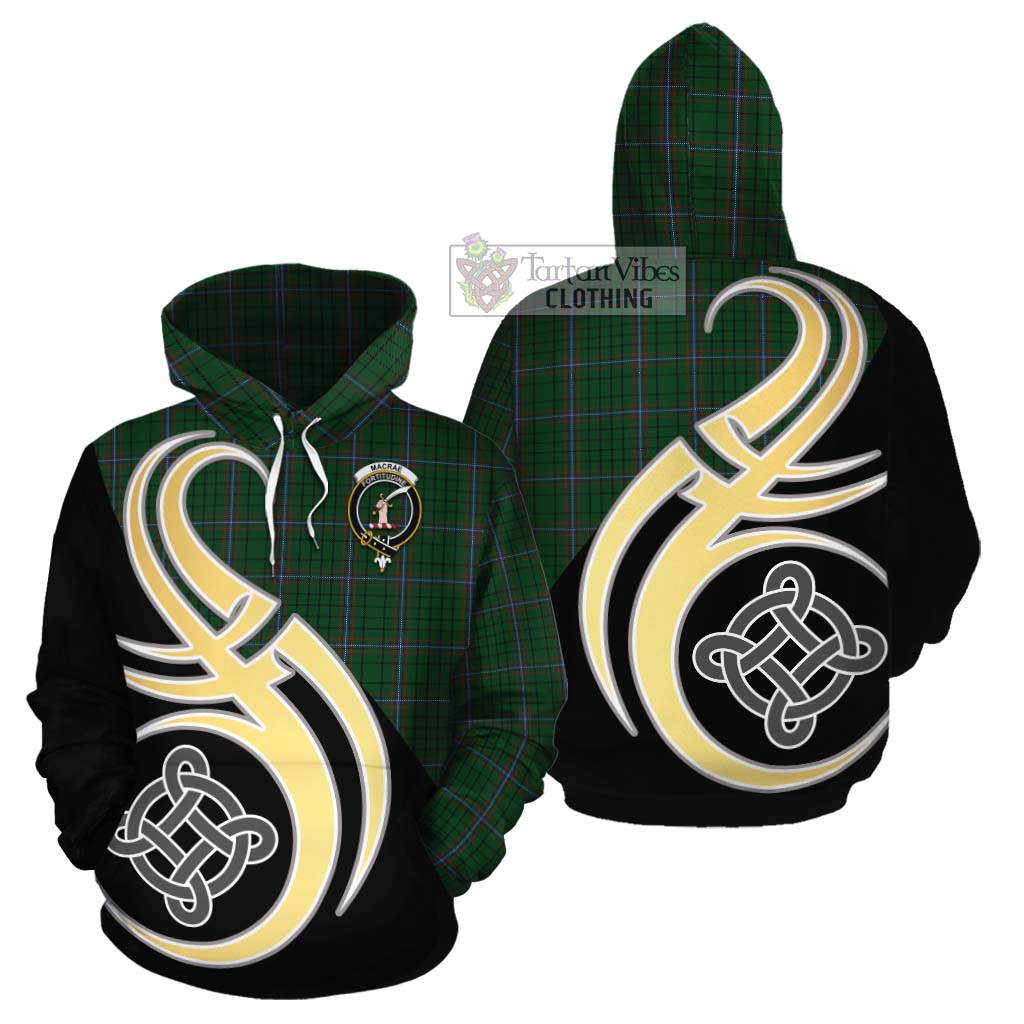 MacRae (McRae) Tartan Cotton Hoodie with Family Crest and Celtic Symbol Style Zip Hoodie - Tartan Vibes Clothing