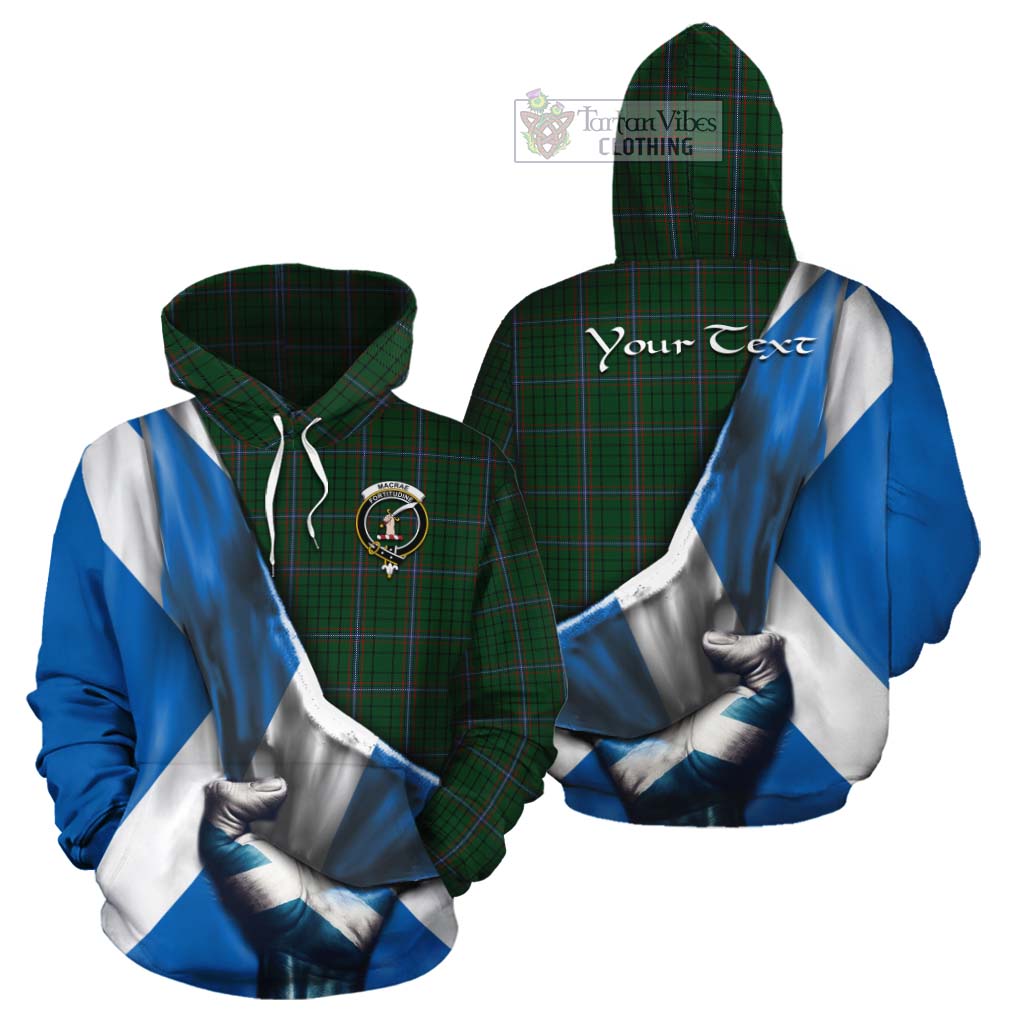 Tartan Vibes Clothing MacRae (McRae) Tartan Cotton Hoodie with Family Crest Scotland Patriotic Style
