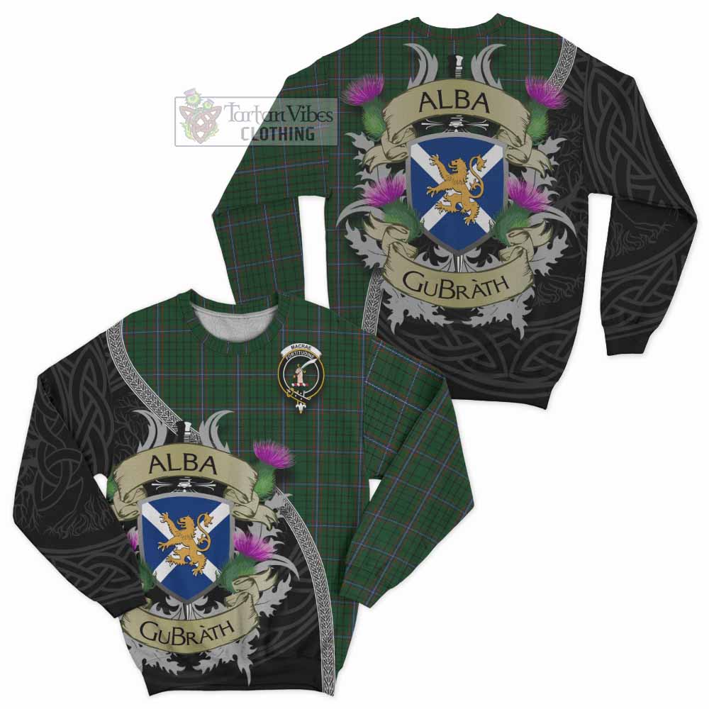 Tartan Vibes Clothing MacRae (McRae) Tartan Family Crest Sweatshirt Lion Rampant Royal Thistle Shield Celtic Inspired