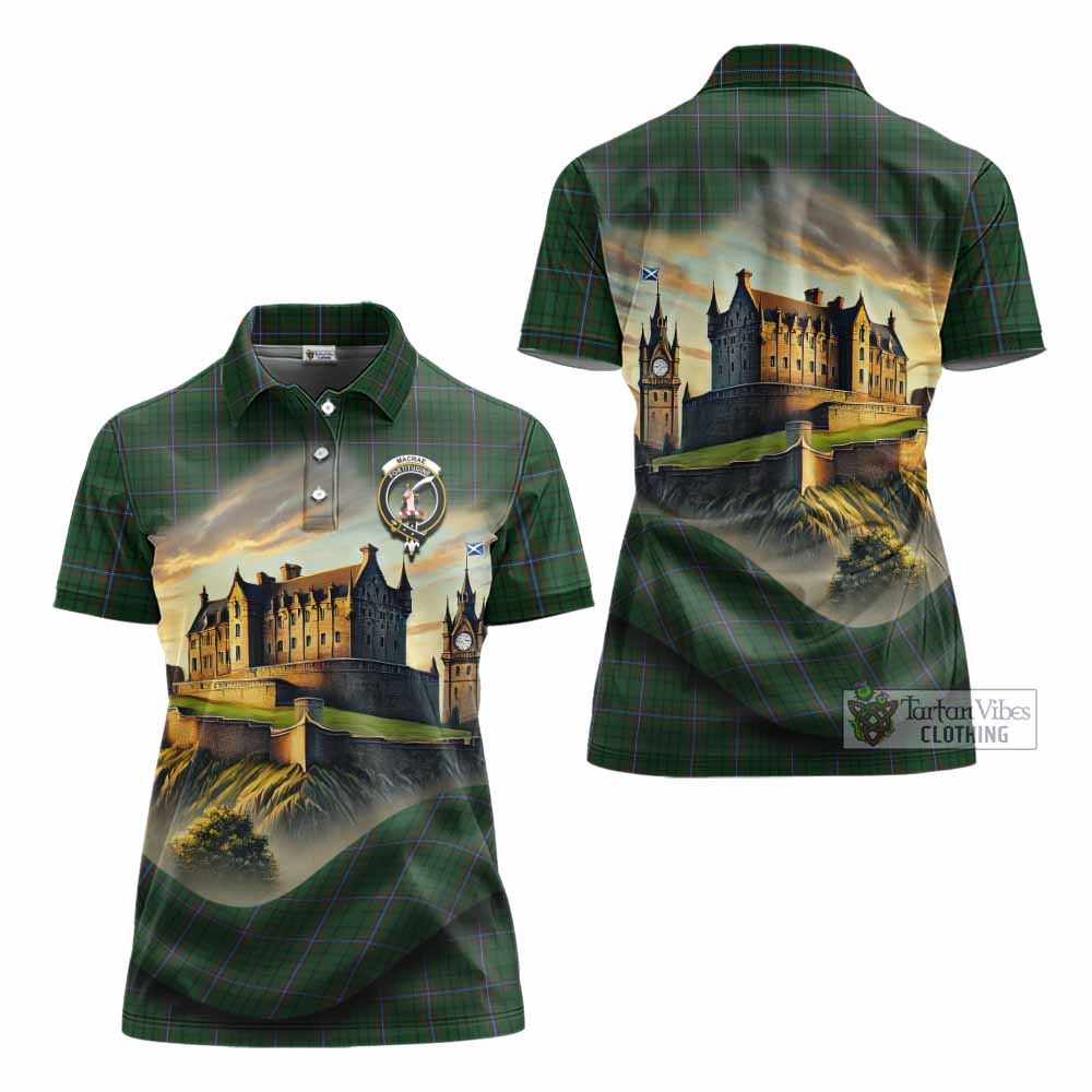 Tartan Vibes Clothing MacRae (McRae) Tartan Family Crest Women's Polo Shirt with Scottish Ancient Castle Stype
