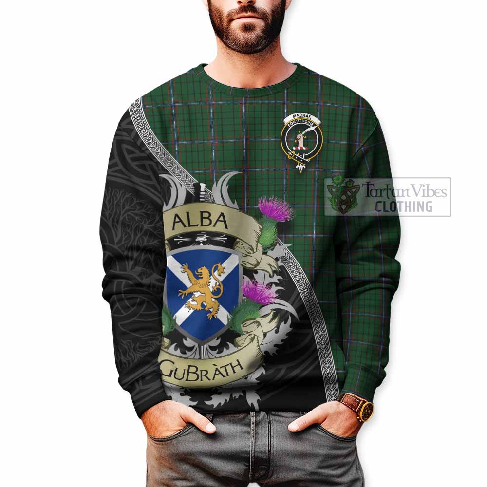 Tartan Vibes Clothing MacRae (McRae) Tartan Family Crest Sweatshirt Lion Rampant Royal Thistle Shield Celtic Inspired
