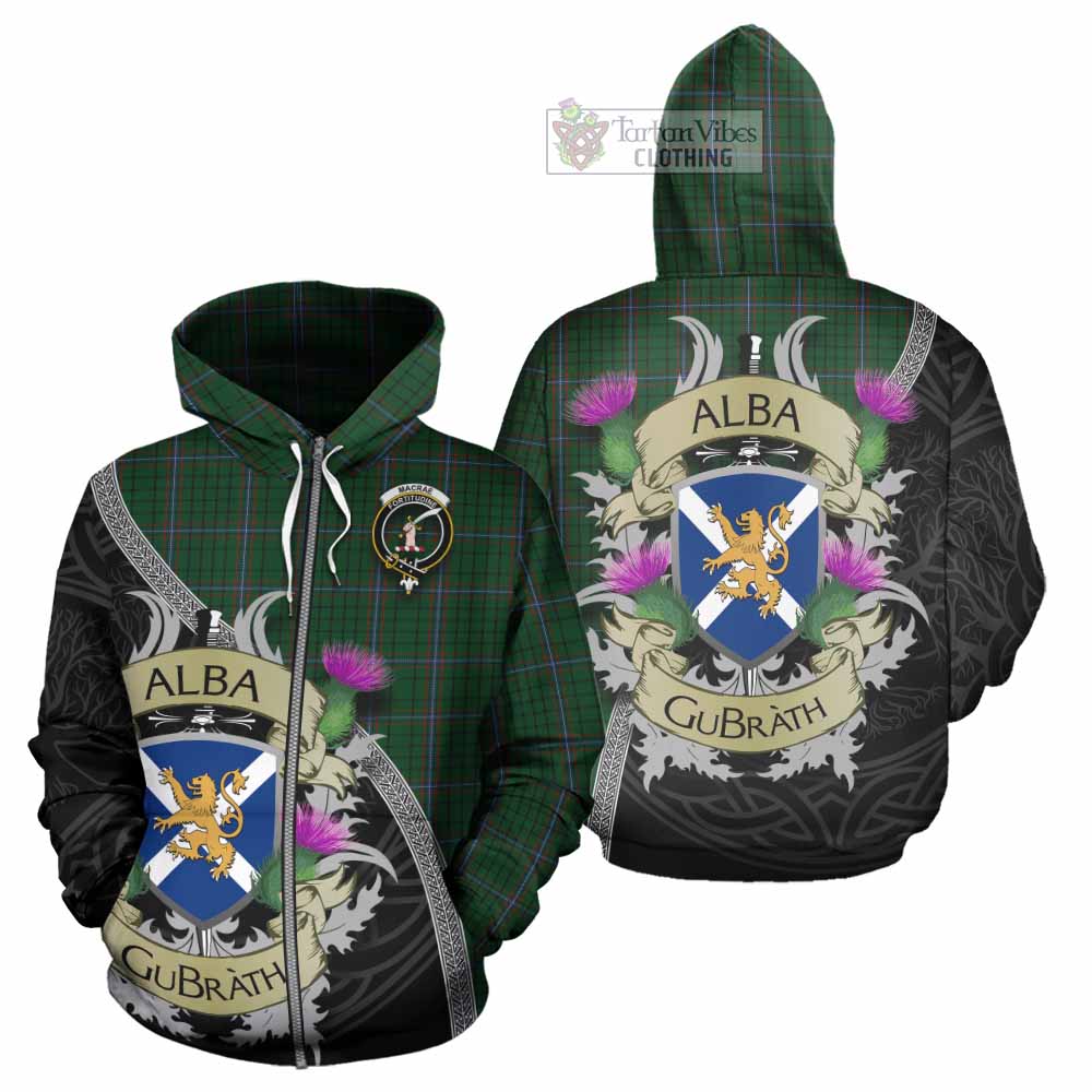 Tartan Vibes Clothing MacRae (McRae) Tartan Family Crest Hoodie Lion Rampant Royal Thistle Shield Celtic Inspired