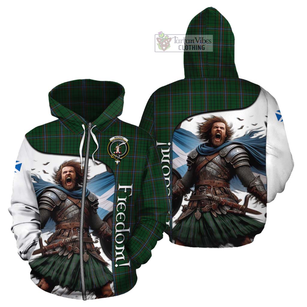 Tartan Vibes Clothing MacRae (McRae) Crest Tartan Cotton Hoodie Inspired by the Freedom of Scottish Warrior