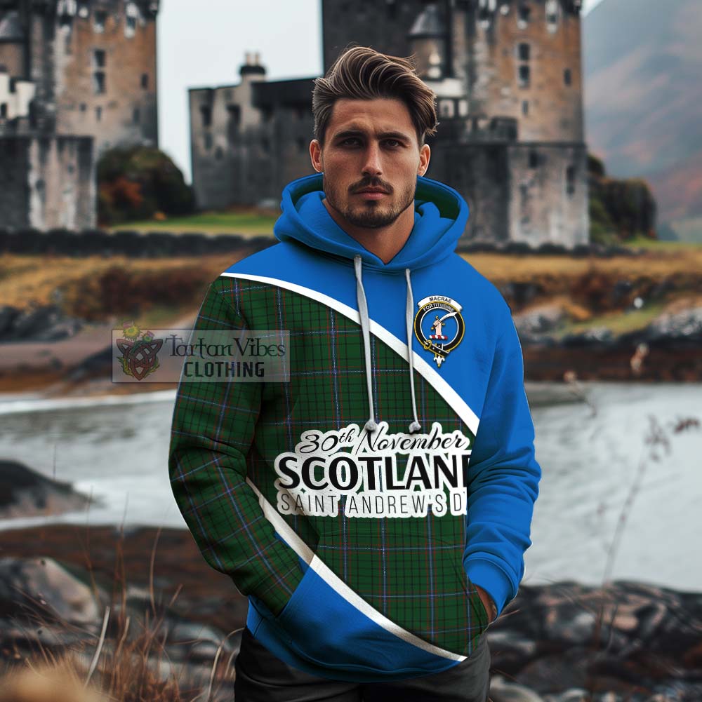 Tartan Vibes Clothing MacRae (McRae) Family Crest Tartan Cotton Hoodie Celebrate Saint Andrew's Day in Style