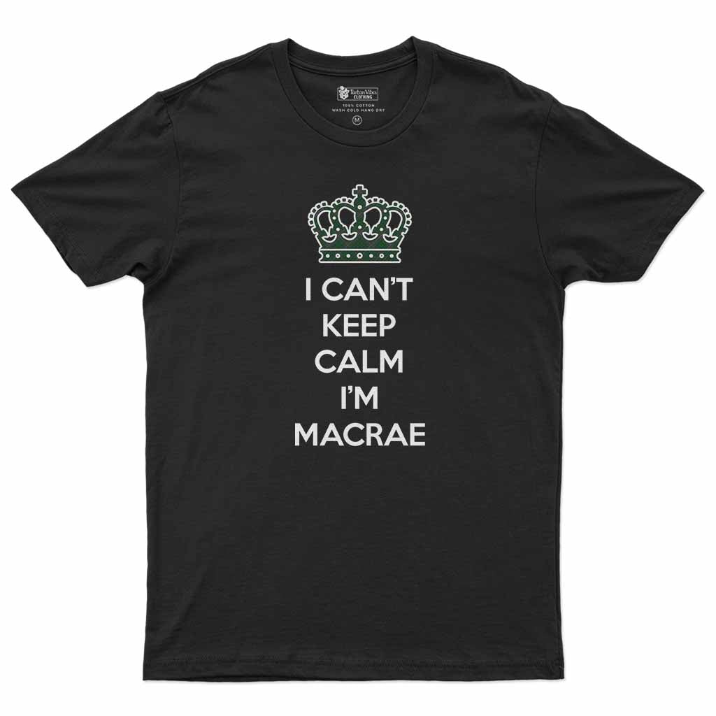MacRae (McRae) Can't Keep Calm Men's T-Shirt Black - Tartan Vibes Clothing