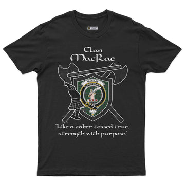 MacRae (McRae) Clan Crest Highland Game T Shirt Strength With Purpose Style - Tartan Vibes Clothing