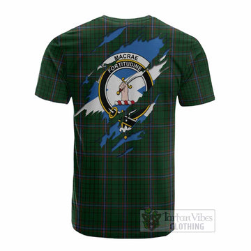 MacRae (McRae) Clan Crest In Me Tartan Cotton T-shirt Scotland Flag Style
