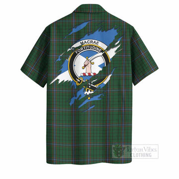 MacRae (McRae) Clan Crest In Me Tartan Hawaiian Shirt Scotland Flag Style