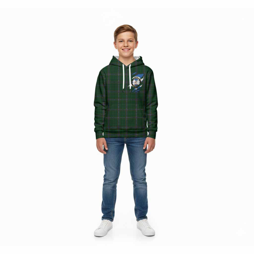 MacRae (McRae) Clan Crest In Me Tartan Kid Hoodie Scotland Flag Style