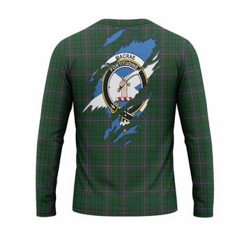 MacRae (McRae) Clan Crest In Me Tartan Long Sleeve T-Shirt Scotland Flag Style