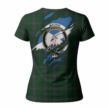 MacRae (McRae) Clan Crest In Me Tartan Women T shirt Scotland Flag Style