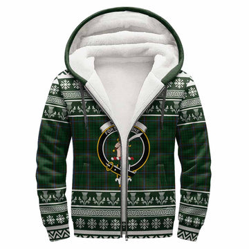 MacRae (McRae) Clan Tartan Christmas Fleece Hoodie with Family Crest