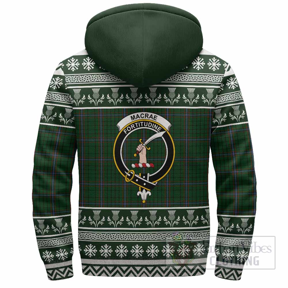MacRae (McRae) Clan Tartan Christmas Fleece Hoodie with Family Crest - Tartan Vibes Clothing