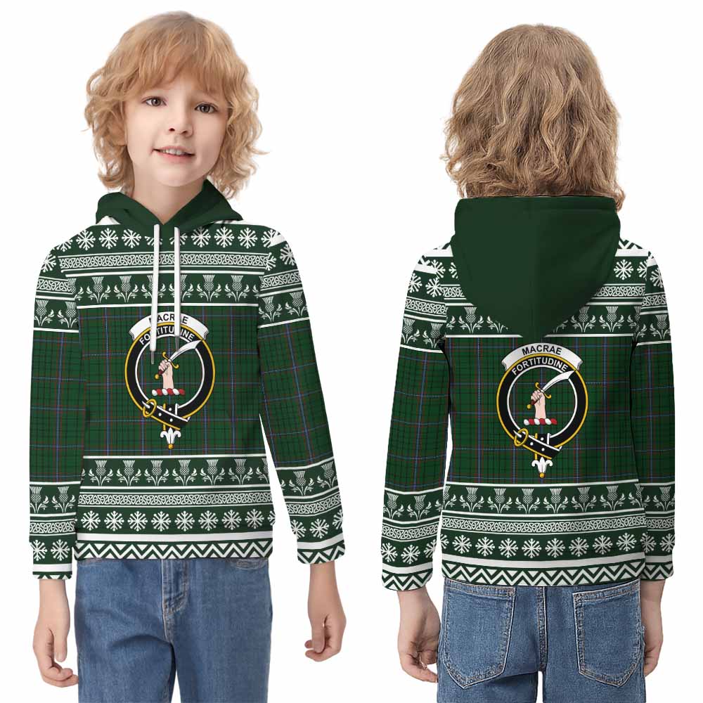 MacRae (McRae) Clan Tartan Christmas Kid Hoodie with Family Crest - Tartan Vibes Clothing